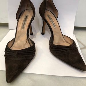 Brown suede Manolo pumps